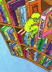 Wally the Bookworm 
in the Library
Gouache